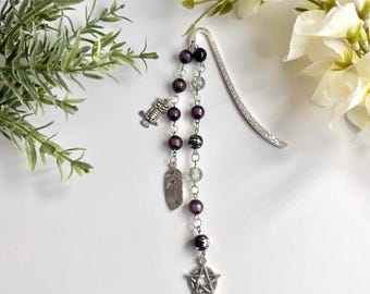 Hexen Lesezeichen, Eule Lesezeichen, Perlen Lesezeichen, Heidnisches Geschenk, Wicca Lesezeichen, Gothic Buch Liebhaber Geschenk