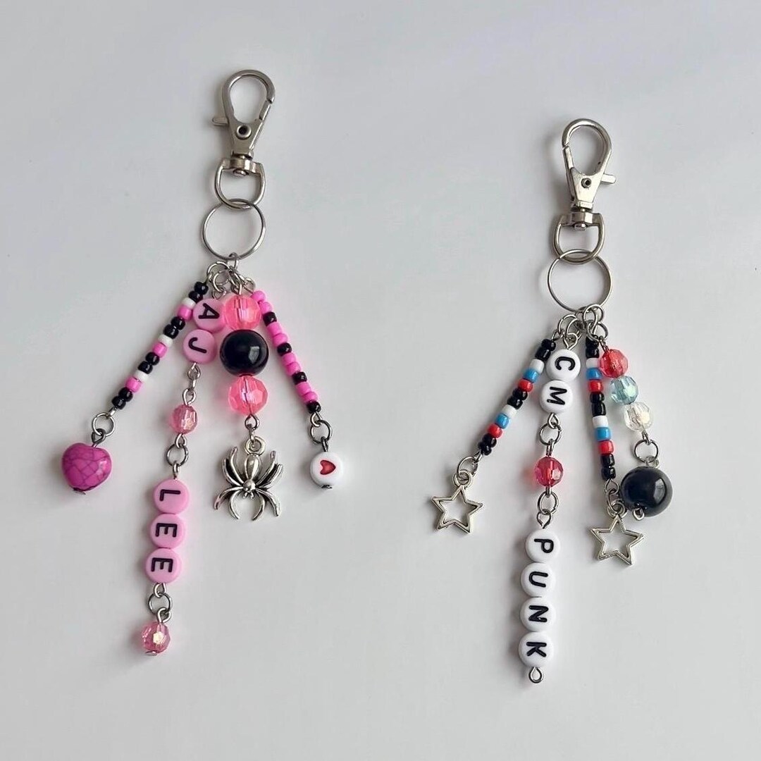 WWE Keychain Set, AJ Lee and CM Punk Inspired Keychains, Wrestling Fan ...