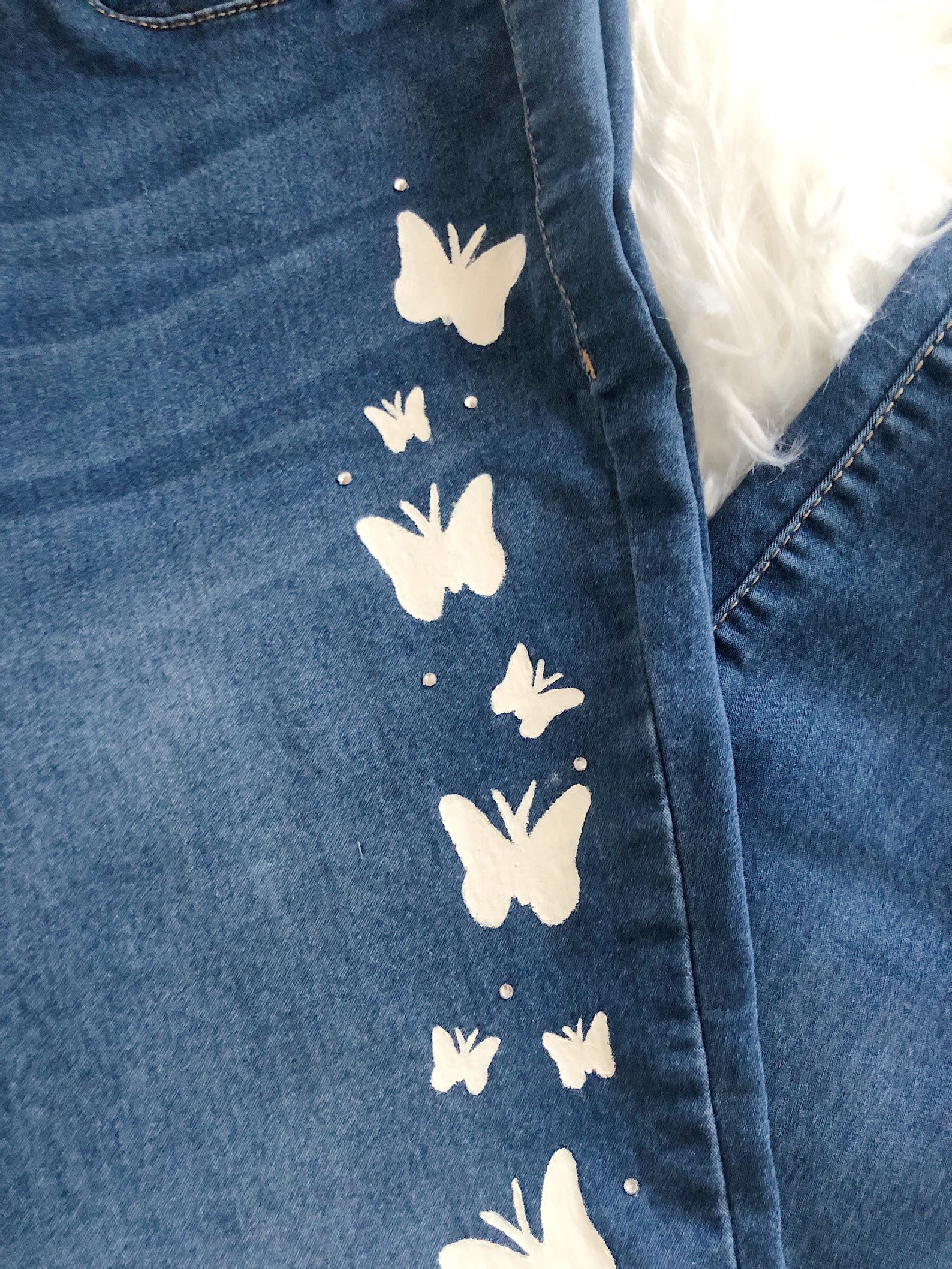 Handpainted Butterfly Women's Jegging Skinny Jeans Etsy