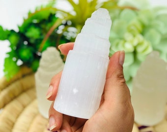 Selenite Crystal Tower, Satin Spar Obelisk, Morocco