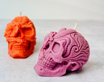 Gothic Flower Skull Silicone Candle Mold