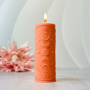 Molds, Large Moon phases silicone candle mold , Witchcraft candle making mold - two sizes, unique, wiccan, esoteric moulds, pillar candle