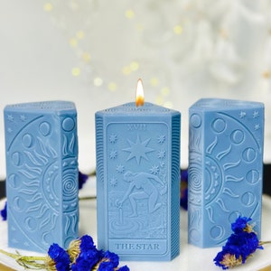 Moules, carte de tarot des étoiles et bougie phases de la lune, moule bougie en silicone, moules bougie spirituelle et manifestation, moules en résine