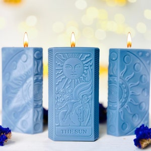 The Sun Tarot card and moon phases candle mold, The Sun Silicone candle mold, Spiritual and manifestation candle molds, Resin  molds