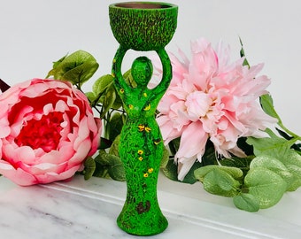 Gaia Goddess Statue, Tea Light Candle Holder, Polyresin Figurine