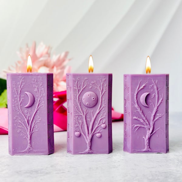 Moon Phase Candle Silicone Mold | Wiccan Pillar, Triangle Moon