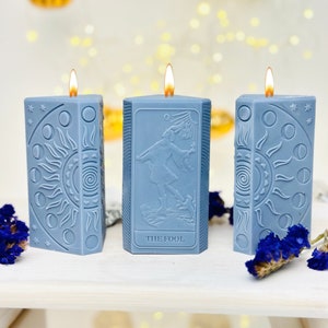 Tarot card and moon phases candle mold, The Fool Silicone candle mold, Spiritual and manifestation candle molds, Resin  molds