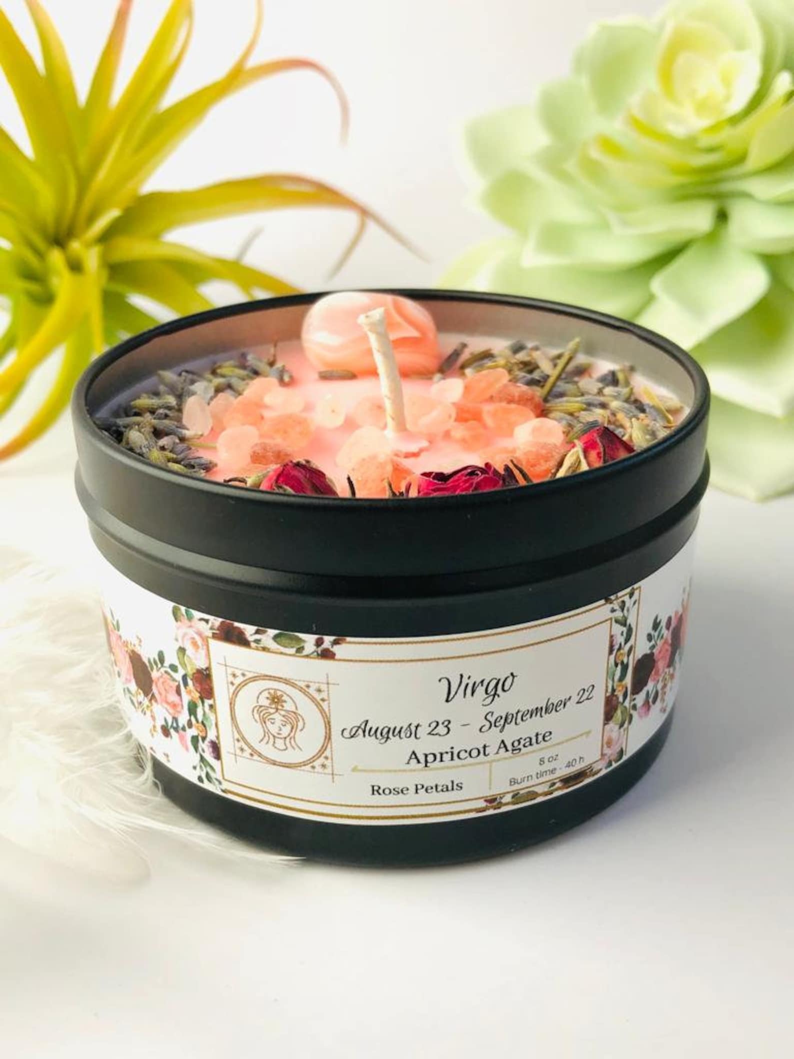 Virgo Zodiac Candle / Crystal Candles Infused With Apricot Etsy Canada