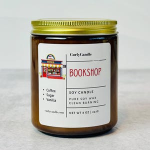 Bookshop candle gift for book lovers, book candles, Soy coffee candle