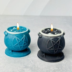 Cauldron candle mold /witchcraft  silicone molds for soap, candle making, and resin / Cauldron with wiccan pentacle