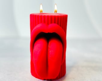 Open Mouth Tongue Pillar Candle Silicone Mold, Halloween Candle Molds