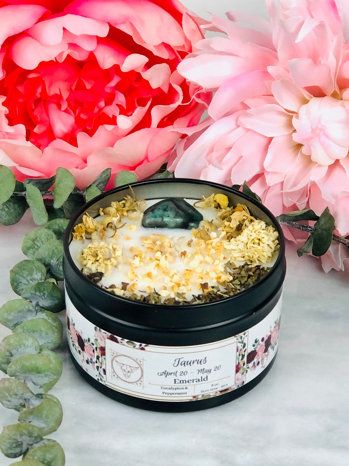 Taurus Zodiac Candle / Birthday Crystal Candles Infused With Etsy Canada