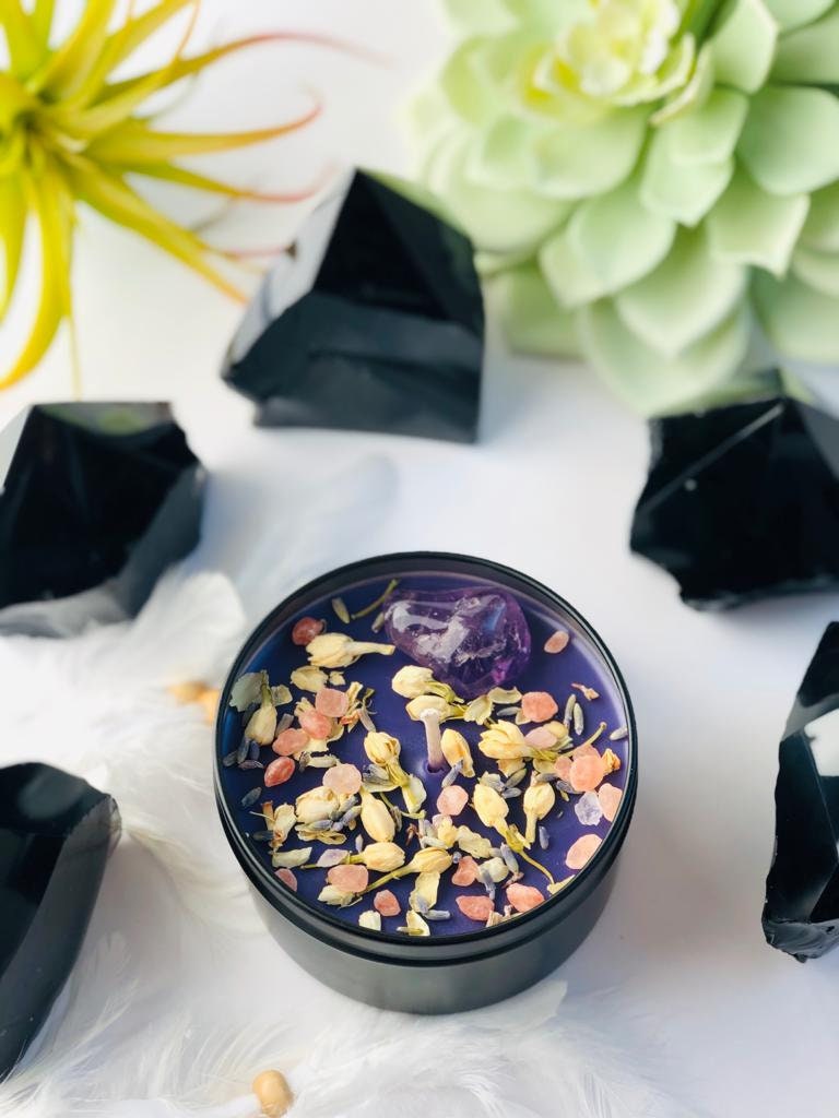 Gemini zodiac candle / crystal candles infused with Amethyst/ Etsy