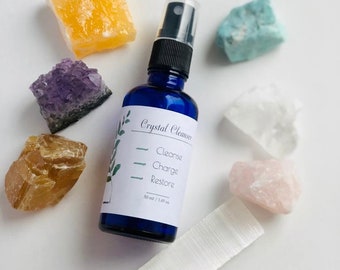 Crystal Infused Smudge Spray, Organic Essential Oils (2oz/4oz)