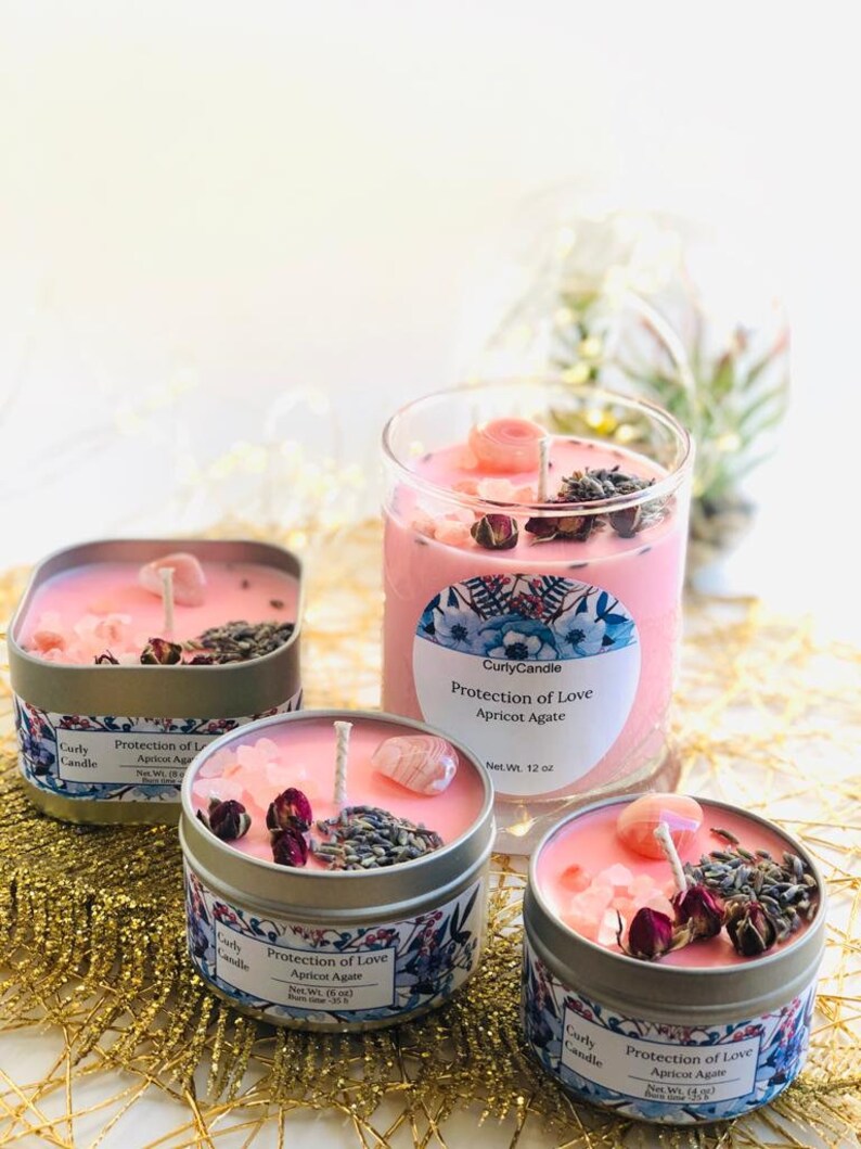 Healing Crystal Candle Charged Crystal Candles Protection Etsy UK