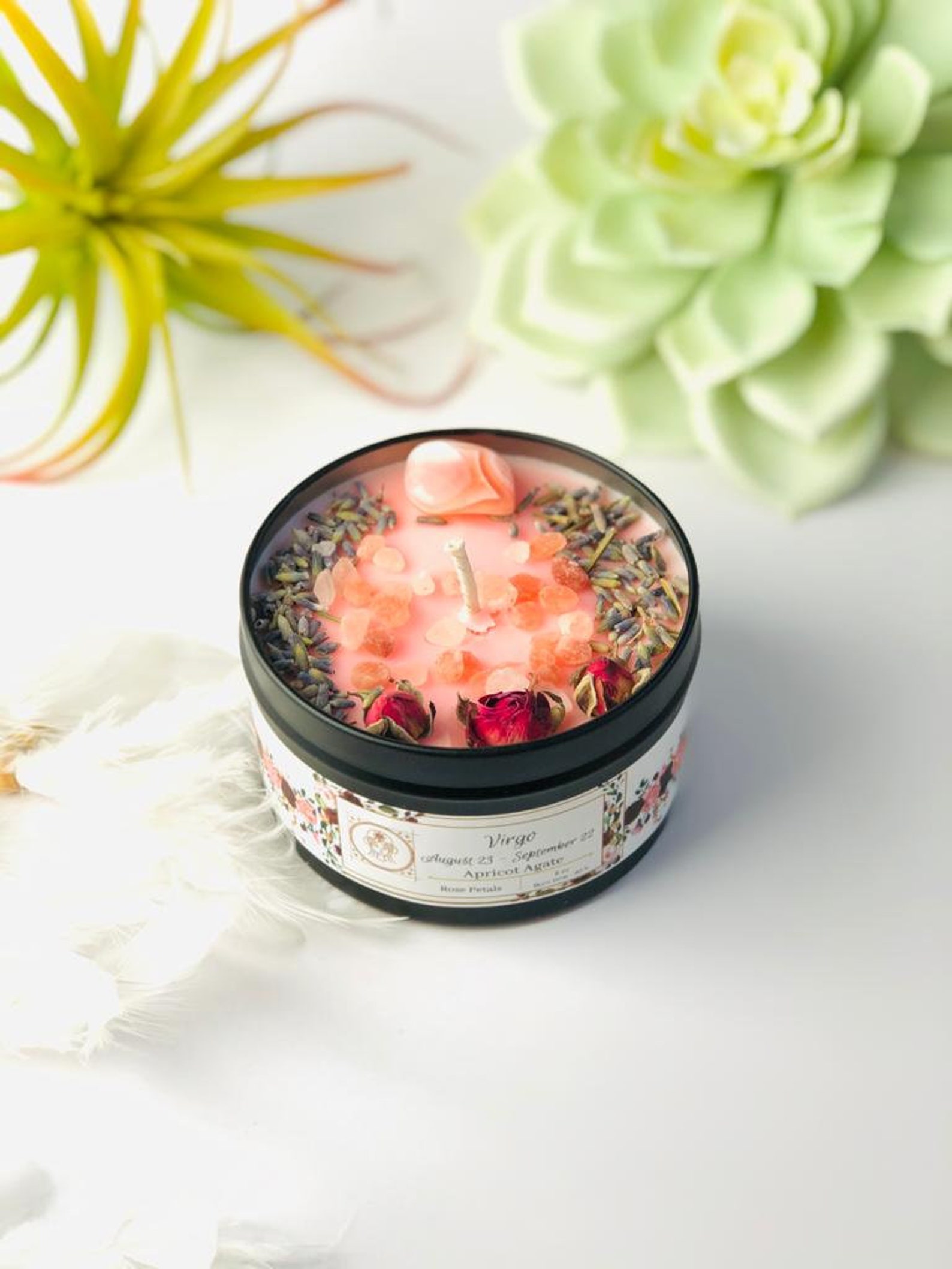 Virgo Zodiac Candle / Crystal Candles Infused With Apricot Etsy Canada