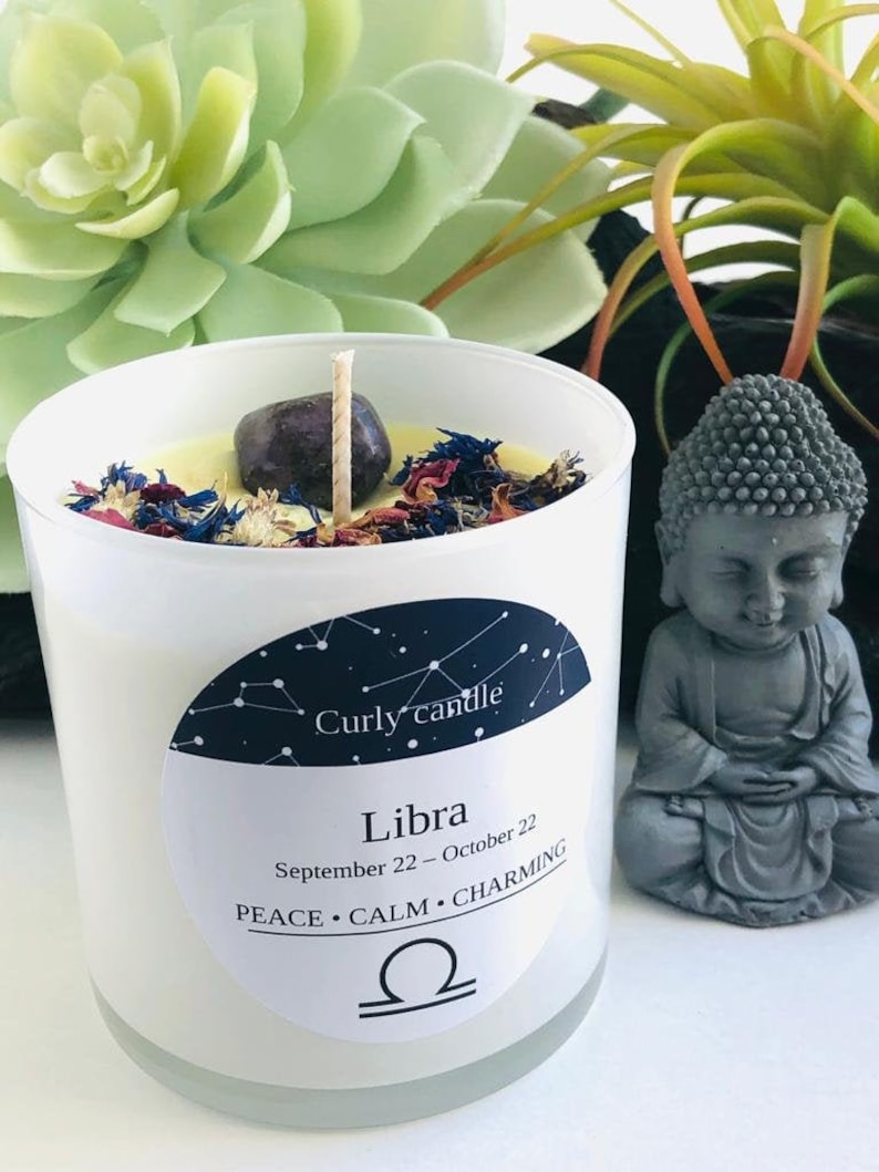 Libra zodiac candles / Libra crystal candle / zodiac crystal Etsy