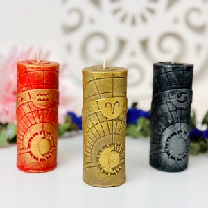 Zodiac pillar candle molds | Silicone mold for candle making - Zodiac sign | Astrological sign candle | Beeswax candle mold | Sun and Moon