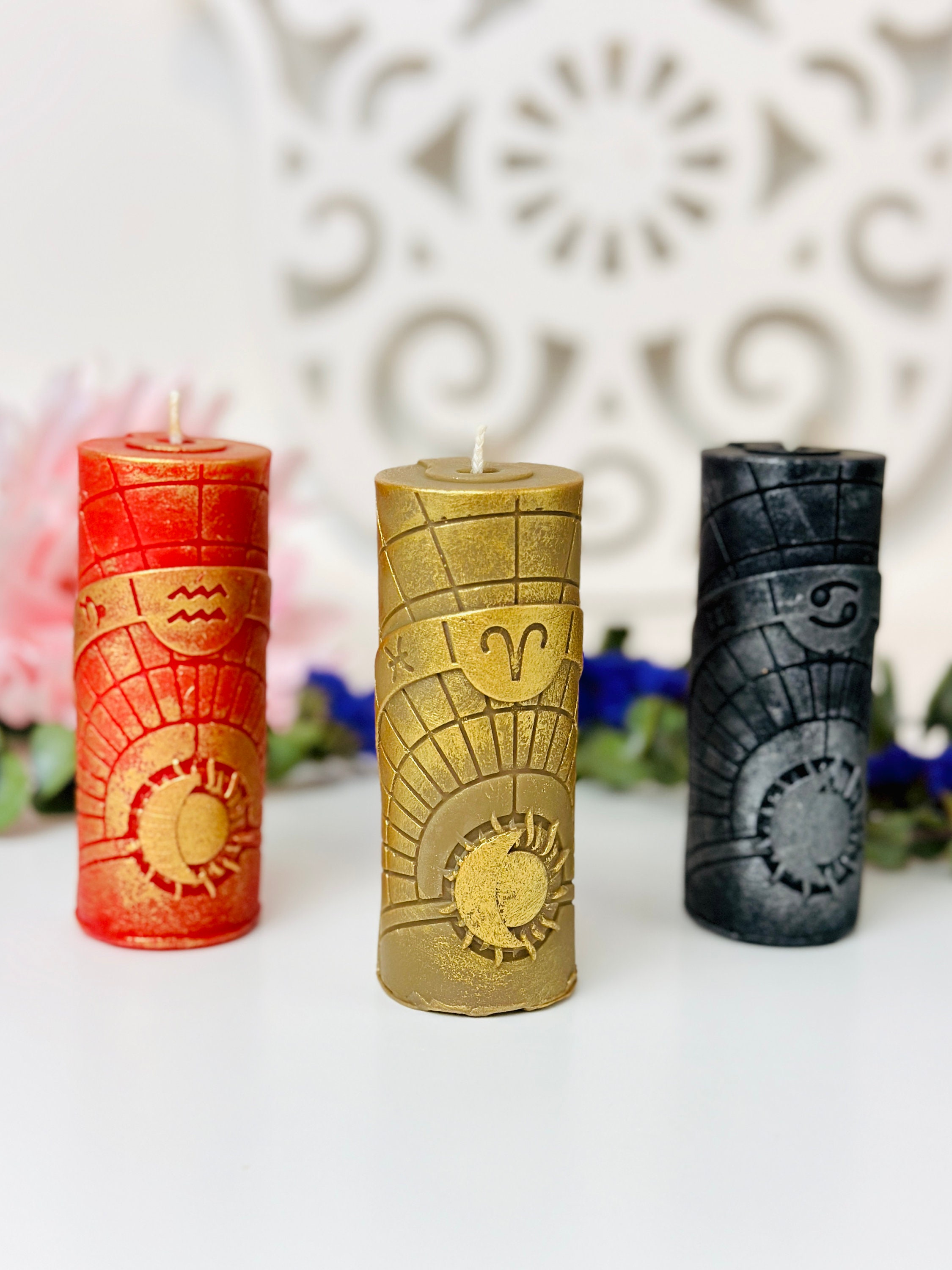 Zodiac Pillar Candle Molds Silicone Mold for Candle Making 