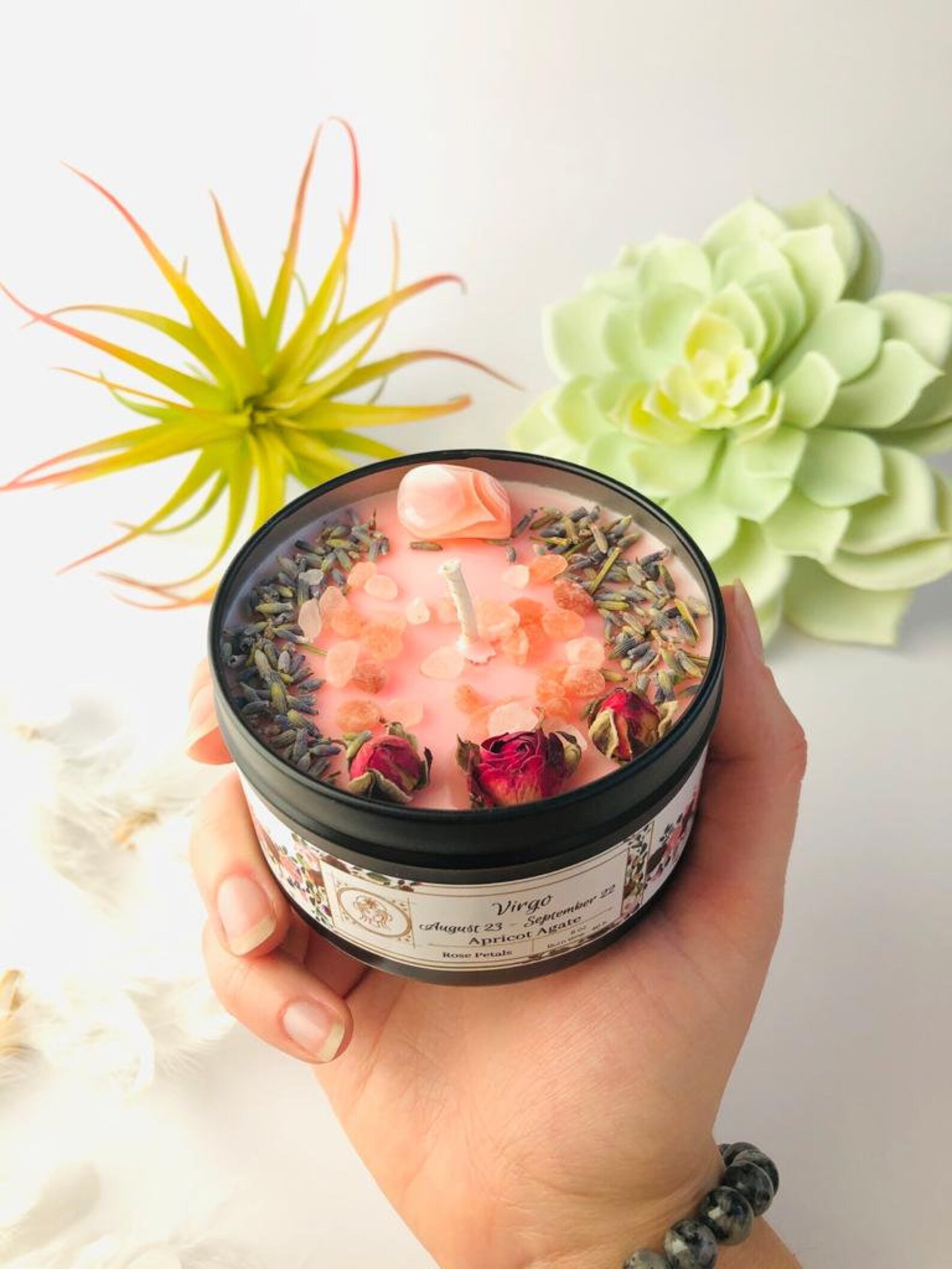 Virgo Zodiac Candle / Crystal Candles Infused With Apricot Etsy Canada