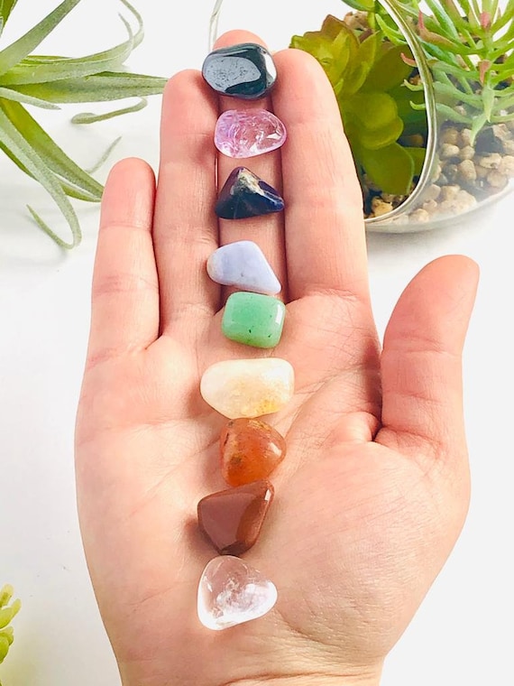 Chakra Crystal Set, Reiki Healing Stones, Beginner Kit (9pcs)