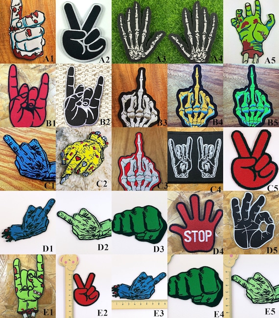 Skull Hand Skeleton Fingers Badge logo Iron Sew on Embroidered Patch