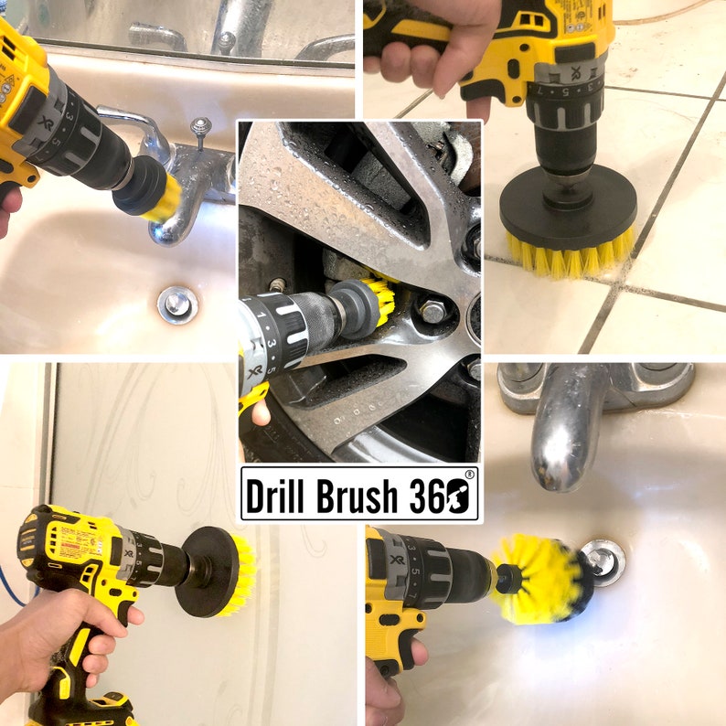ORIGINAL Drill Brush 360 Attachments 3 pack kit Medium Yellow | Etsy