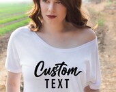 Custom Slouchy Shirt,Off Shoulder Shirt,Relaxed Loose Fit Tee,Slouchy Scoop Neck Tee,Boho Gift,Bohemian Slouchy Tee,One Side Off Shoulder