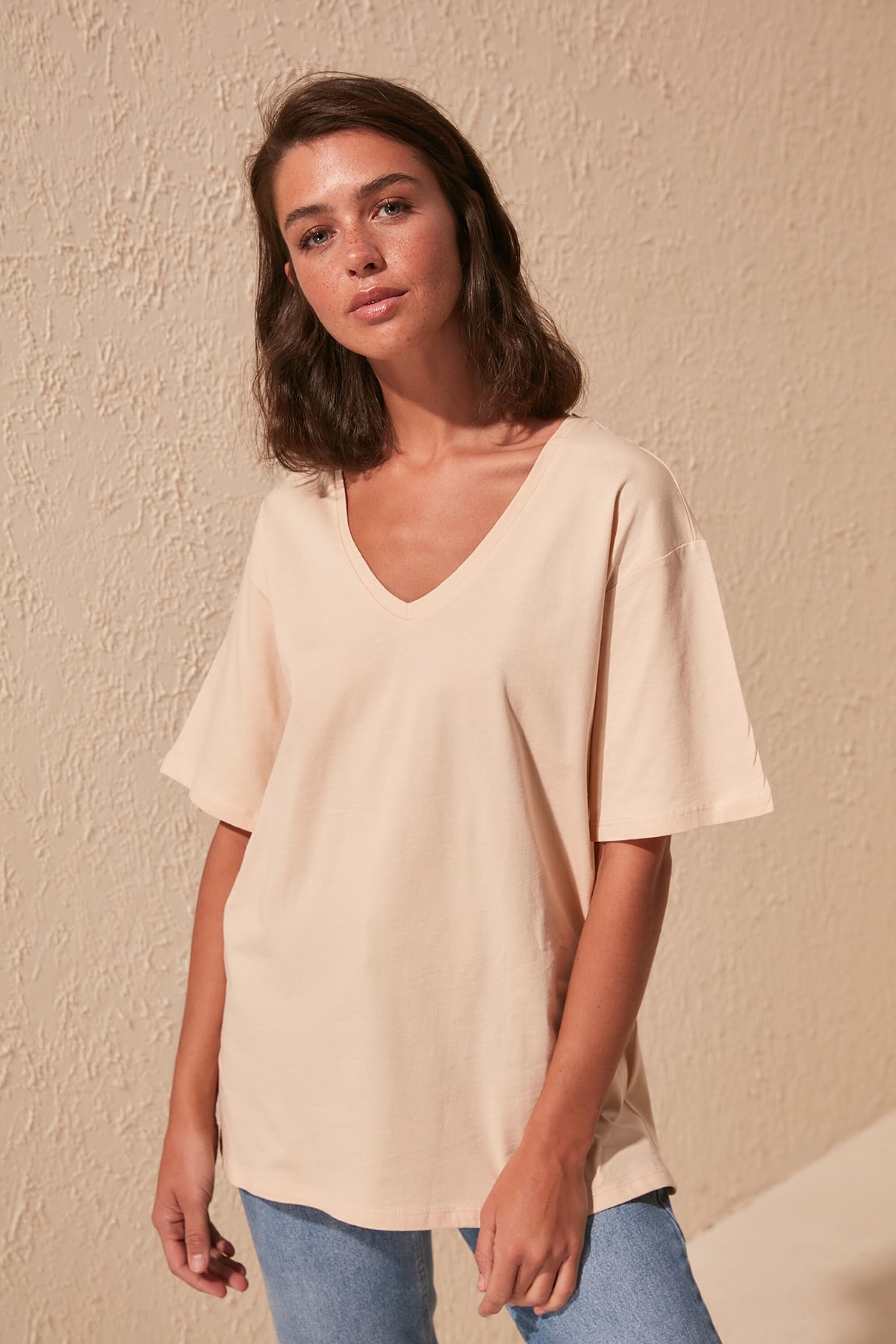 Blank V Neck Oversized Women's Tee Knitted TShirt Plain Etsy