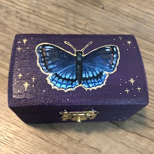 Hand-Painted Purple Butterfly Trinket Box