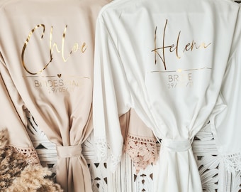 Bridesmaid Robes Bride Gift Bride Robe Bridesmaid Gift Satin Lace Robe Bride Dressing Gown Bridal Party Robes Wedding robe Personalised Robe