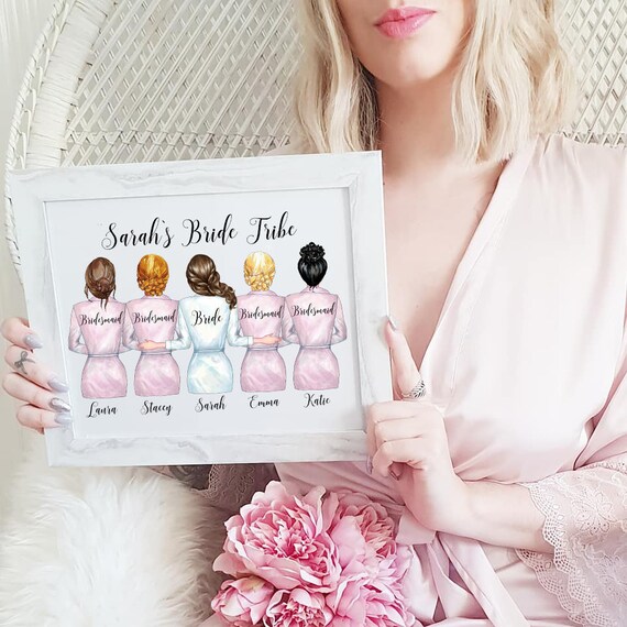 bride and bridesmaid print