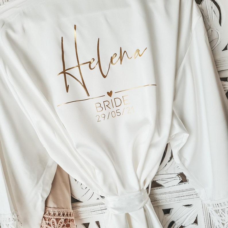 Bridesmaid Robes Bride Gift Bride Robe Bridesmaid Gift Satin Lace Robe Bride Dressing Gown Bridal Party Robes Wedding robe Personalised Robe image 5