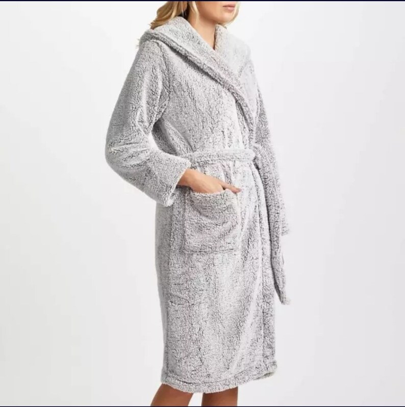 Personalised Grey Fluffy Dressing Gown for Her Christmas Gift Etsy