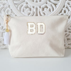 Personalised makeup Bag for Bridesmaid Monogram Bag Bridesmaid Gift Bag Cosmetic bag Initial Bag Bride Gift Personalised Beach Bag Honeymoon image 1