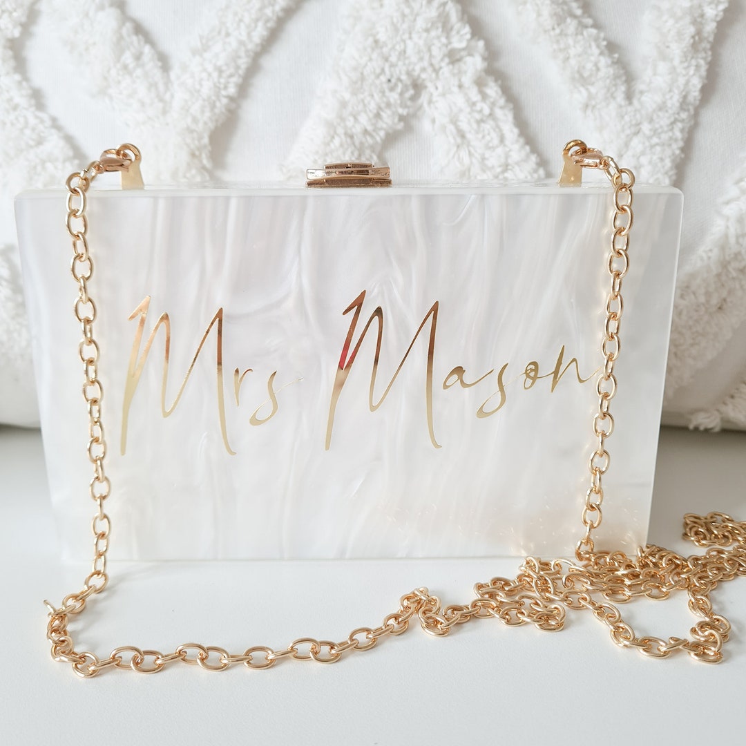Personalised acrylic clutch clearance bag