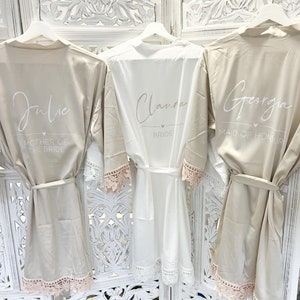 Bridesmaid Robes Bride Gift Bride Robe Bridesmaid Gift Satin Lace Robe Bride Dressing Gown Bridal Party Robes Wedding robe Personalised Robe