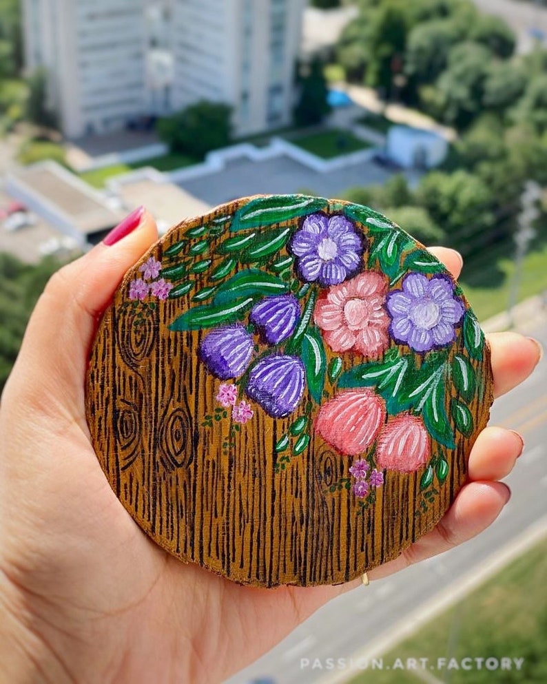 Spring on wood — painting of a wood aesthetic and pastel colour