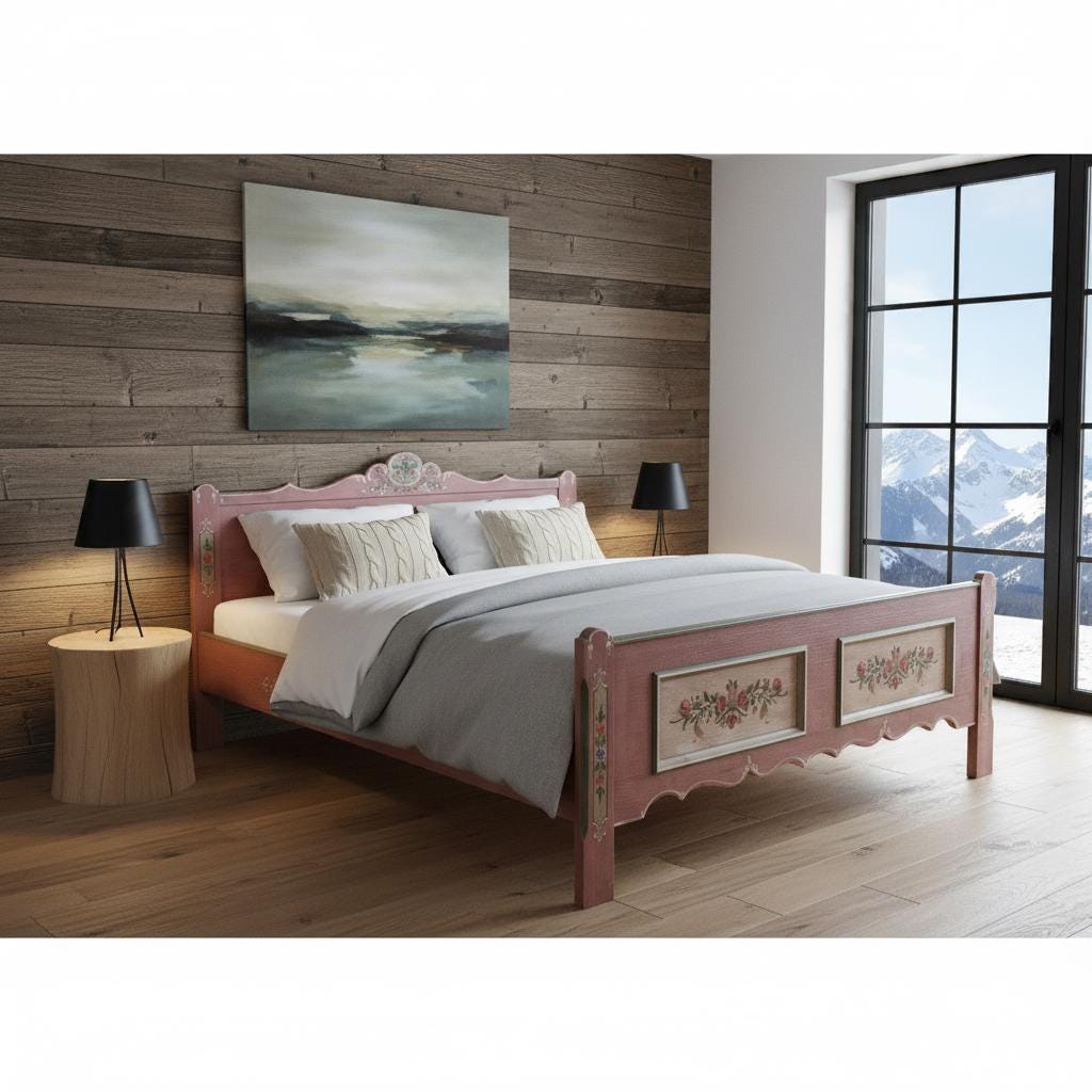 Lit à Baldaquin Voglauer Altblau – Style Campagne – 180x200 Cm – Autriche