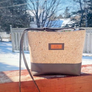 Cork And Faux Leather Bag-Cute Cork Crossbody-Cool Cork Crossbody-Natural Cork Crossbody-Cork Fabric Handbag-Vegan Cork Crossbody