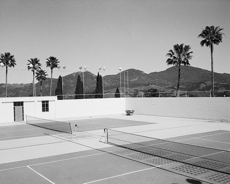 California Wall Art / Tennis Court / Art Deco Poster / Industriële Print afbeelding 3