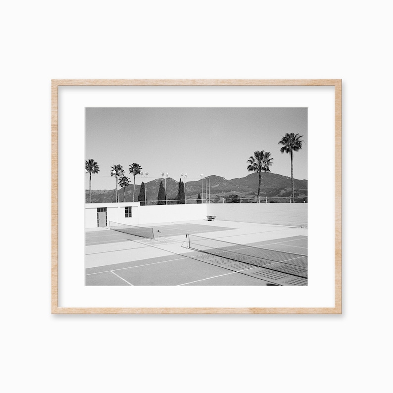 California Wall Art / Tennis Court / Art Deco Poster / Industriële Print afbeelding 1