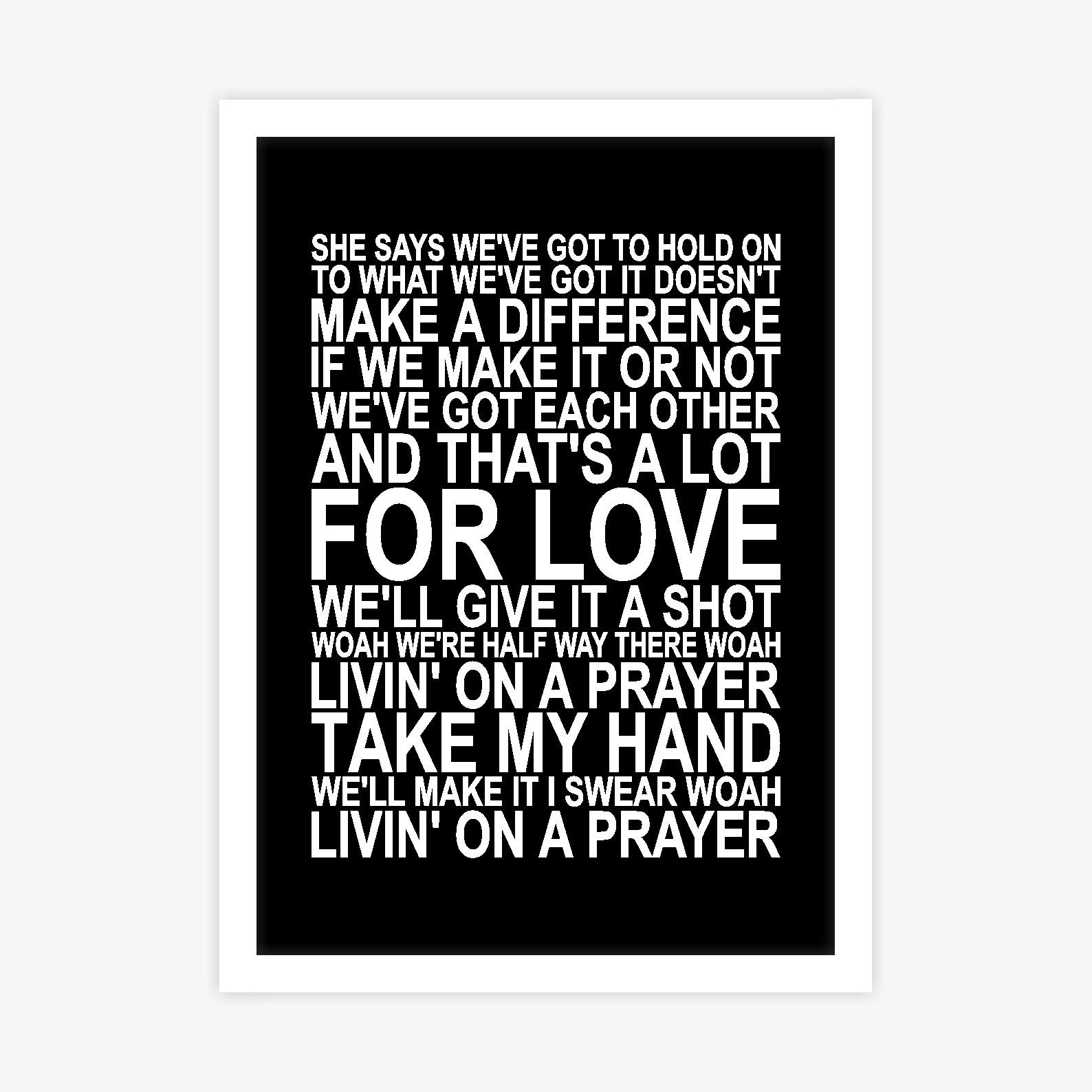 Bon Jovi Livin' On A Prayer Song Lyrics Poster Wall Art | Etsy