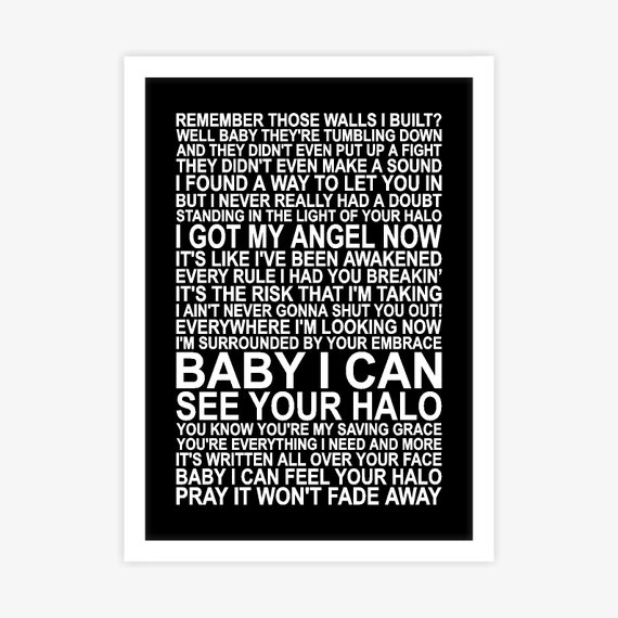 Beyonce Halo Song Lyrics Poster Wall Art Decor Framed Print | Etsy