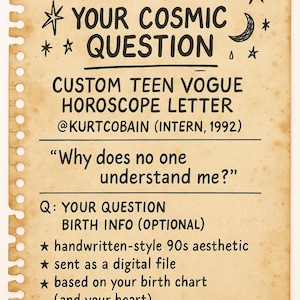 Pregúntale a Kurt: Cartas del horóscopo grunge escritas a mano desde el otro lado.
