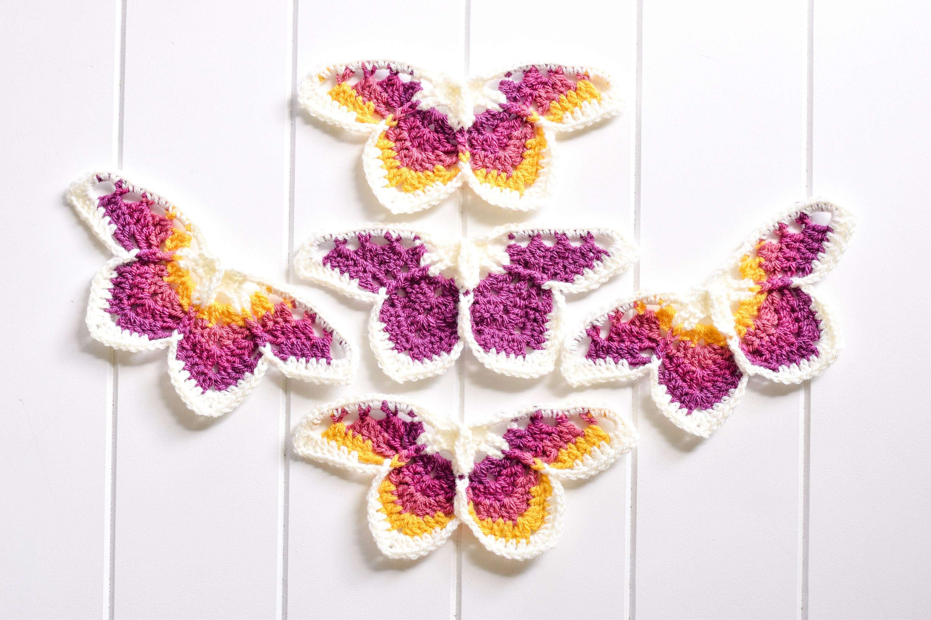 6pcs Colorful Top Grade Organza Gold Thread Embroidered Butterfly