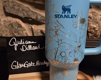 New Stanley 40 oz Pool Engraved Floral Western