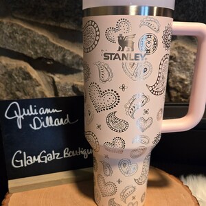 Custom Engraved Stanley 40 oz Bloom Heart Paisley