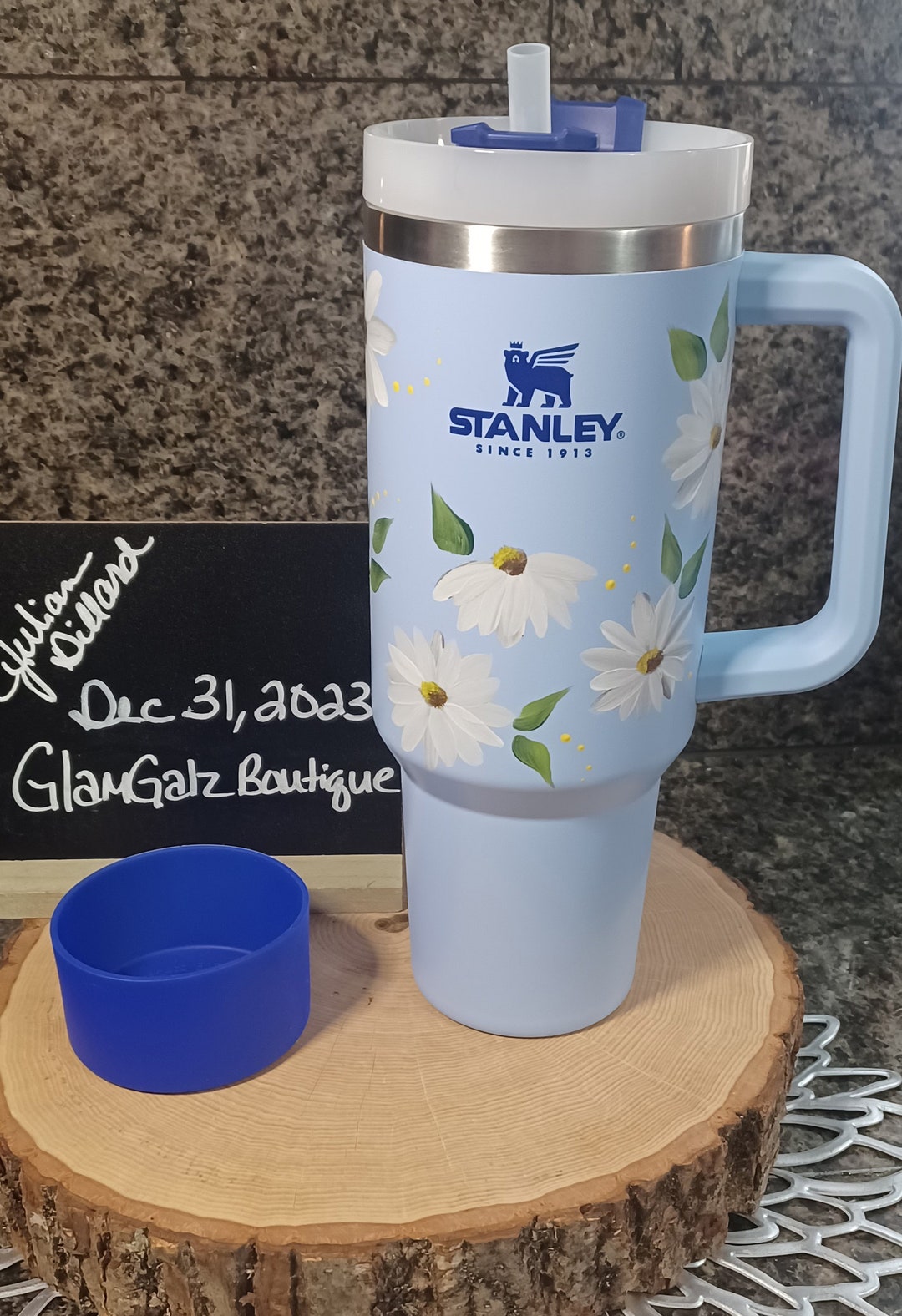 New Stanley 40oz Quencher OG Cornflower With Hand Painted Daisies Etsy