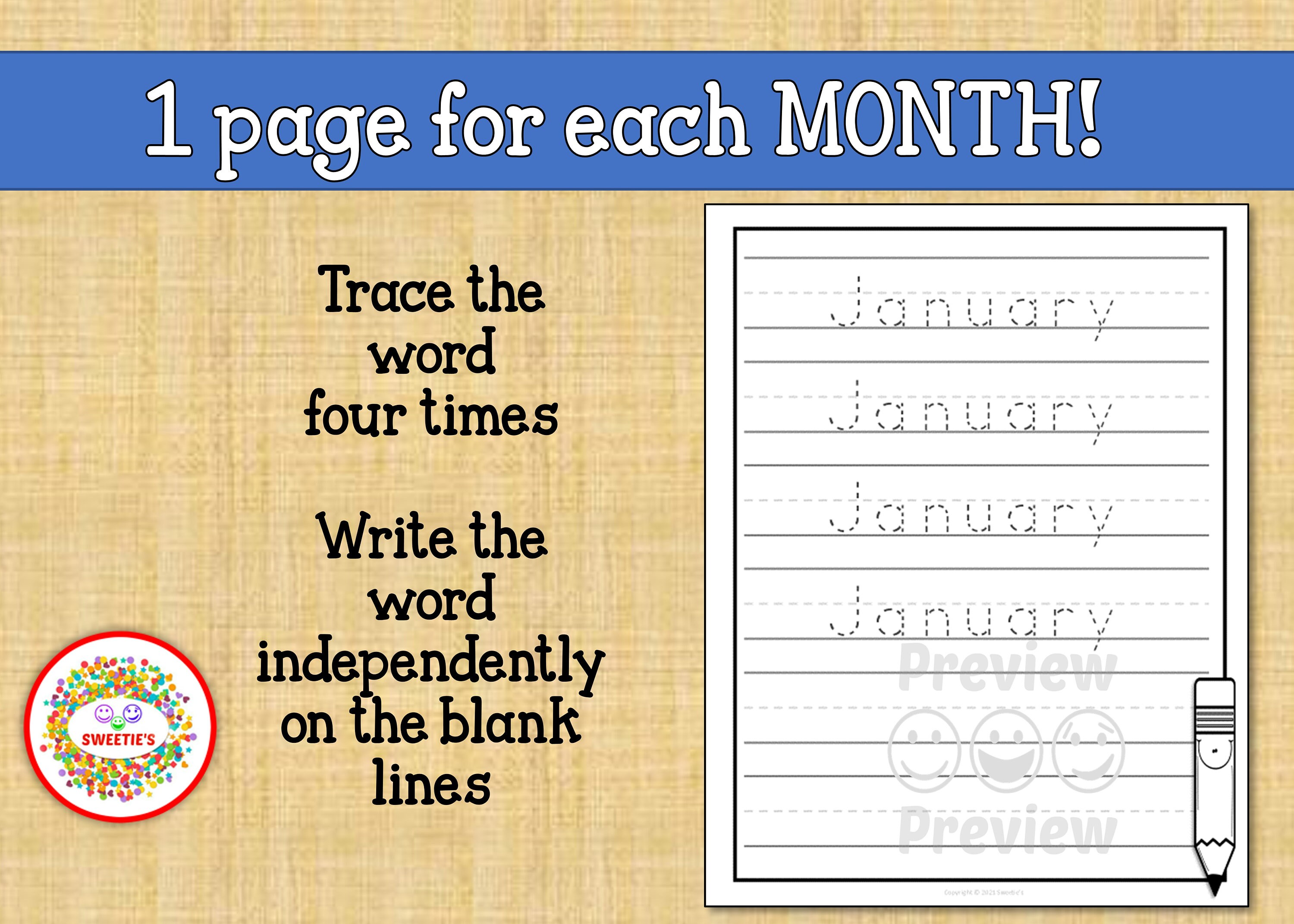 Tracing Worksheets, Days of the Week, Months of the Year, Printable ...